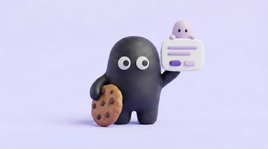 The Velo mascot presents a consent banner card and a giant cookie
