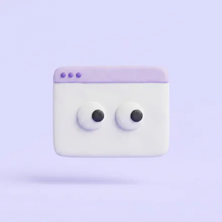 Clay browser window with googly eyes